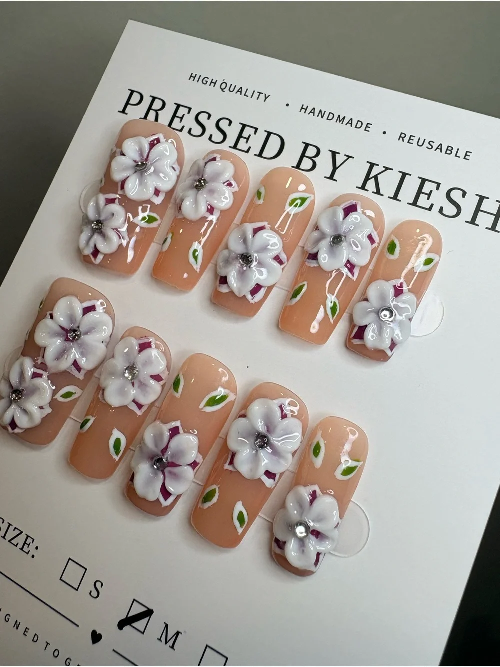 Peach Floral Press-On Nails